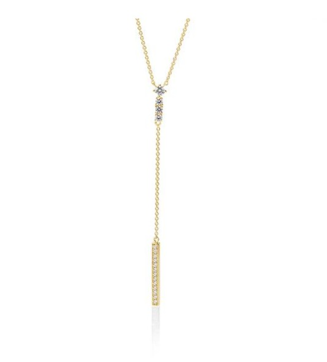 14k Gold Pave & Prong Set Diamond Lariat (Y) Necklace