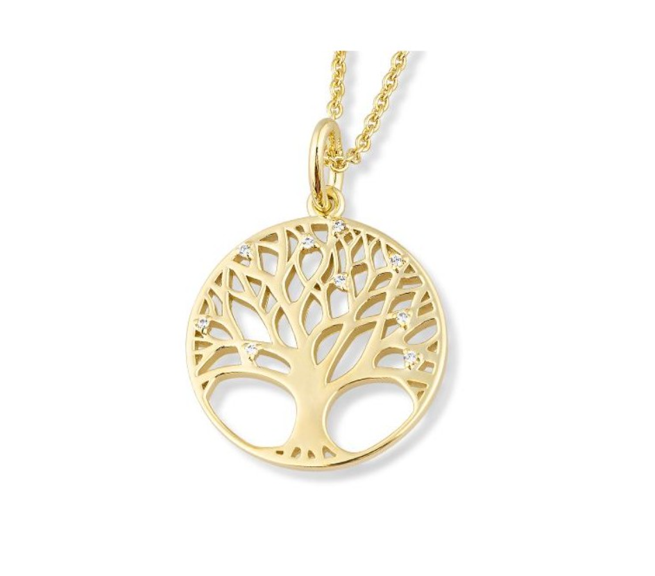 14k Yellow Gold Diamond Tree of Life Pendant (I8745)