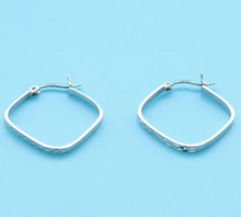 Load image into Gallery viewer, Silver Square Textured Hoop Earrings (SI3495)
