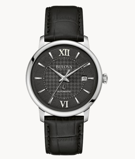 BULOVA 　腕時計 Bulova Men's 'Hudson' Black Face & Black Leather Band Watch (I9142