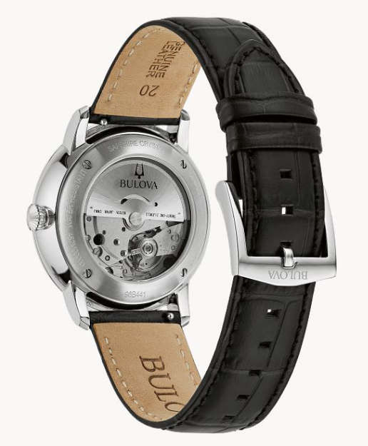 Bulova Men's 'Hudson' Black Face & Black Leather Band Watch (I9142)
