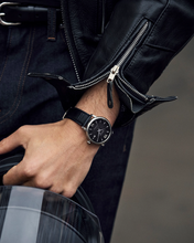 Load image into Gallery viewer, Bulova Men&#39;s &#39;Hudson&#39; Black Face &amp; Black Leather Band Watch (I9142)
