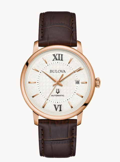 Bulova Men's 'Hudson' Rose Gold & Brown Leather Watch (I9140)