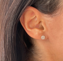 Load image into Gallery viewer, 14k Gold Pave Diamond Disc Stud Earrings (I9937)
