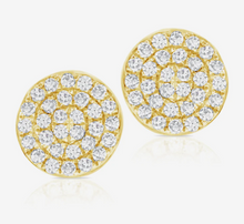 Load image into Gallery viewer, 14k Gold Pave Diamond Disc Stud Earrings (I9937)
