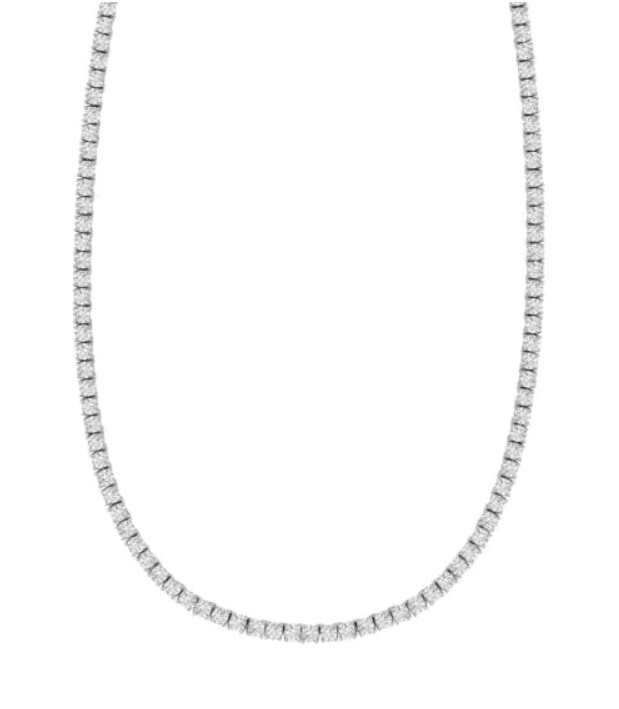 Sterling Silver White CZ Tennis Necklace 17