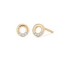 Load image into Gallery viewer, 14k Yellow Gold Petite Diamond Circle Stud Earrings (I8922)
