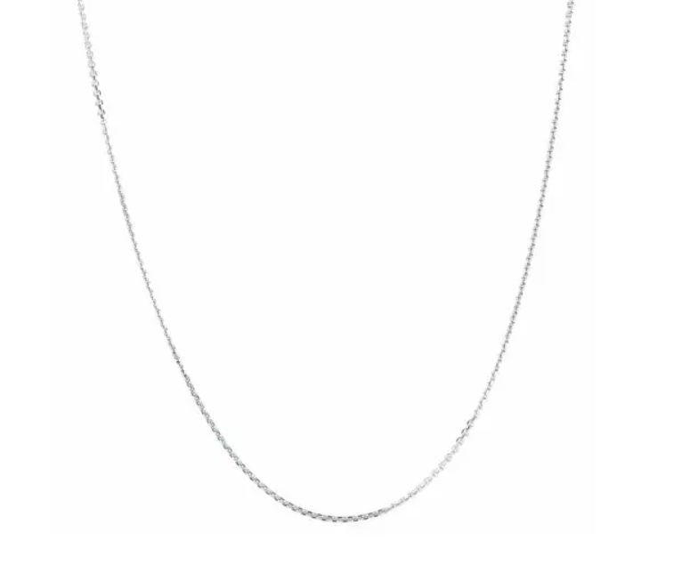 Sterling Silver Rhodium Plated 1.4mm Diamond Cut Cable Chain 18