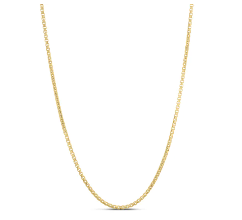 Gold Plated Sterling Silver 2.1mm Round Box Chain