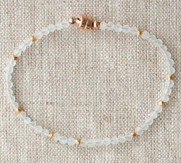 AVF Rainbow Moonstone Gold Beaded Bracelet