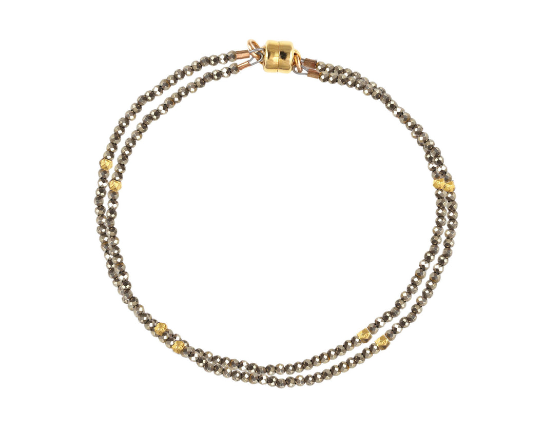 AVF Gold Pyrite Beaded Double Strand Bracelet