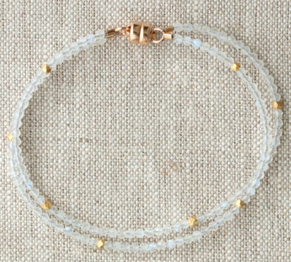 AVF Gold Rainbow Moonstone Beaded Double Strand Bracelet