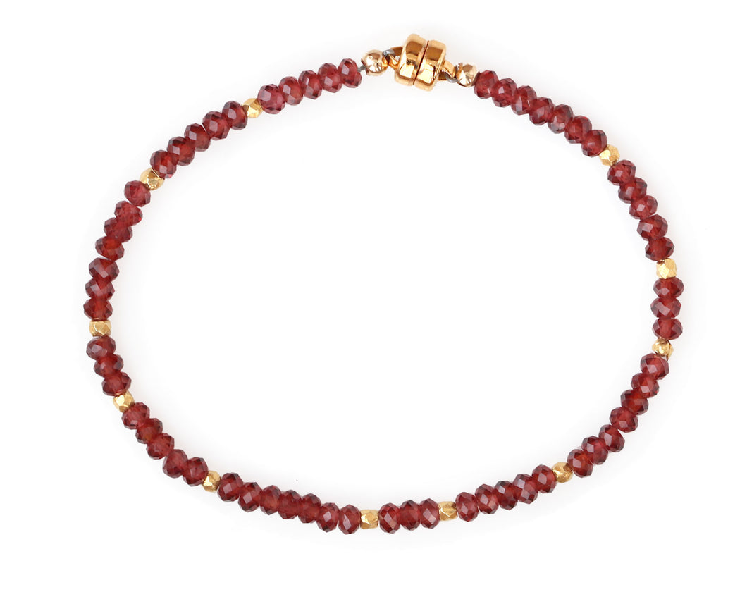 AVF Gold Beaded Garnet Bracelet