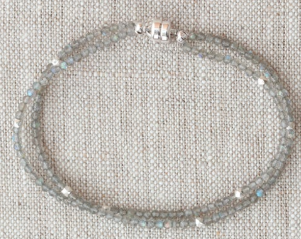 AVF Silver Labradorite Double Strand Beaded Bracelet