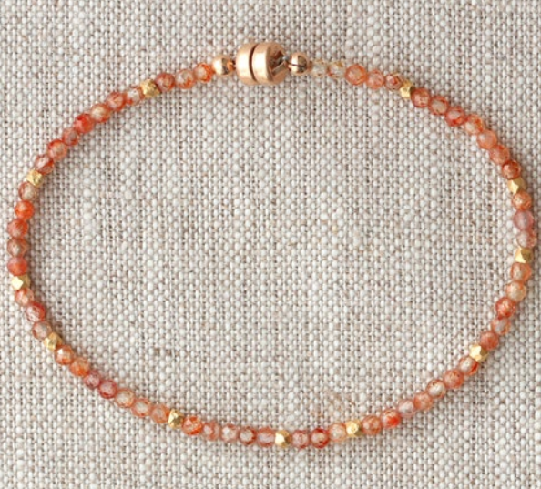 AVF Gold Orange Zircon Gold Beaded Bracelet