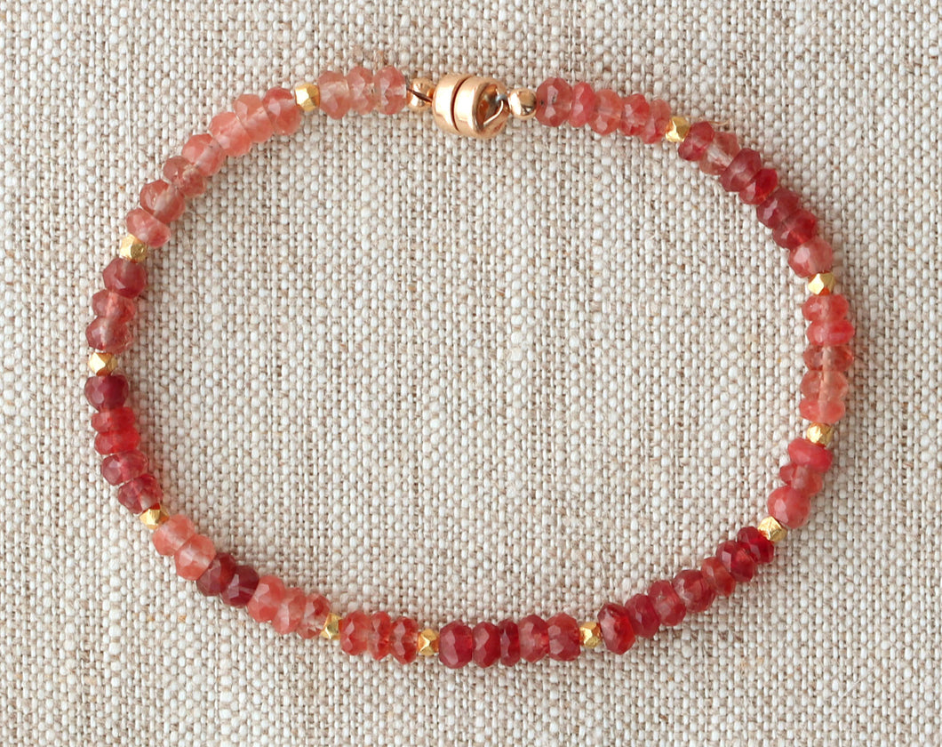 AVF Gold Beaded Andesine Garnet Bracelet