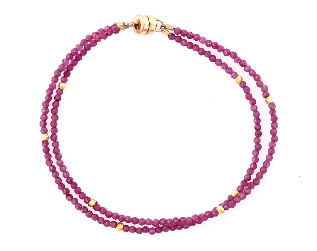 AVF Gold Ruby Double Strand Bracelet