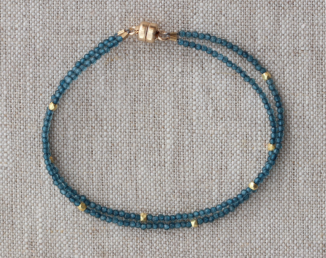 AVF Gold London Blue Quartz Beaded Bracelet