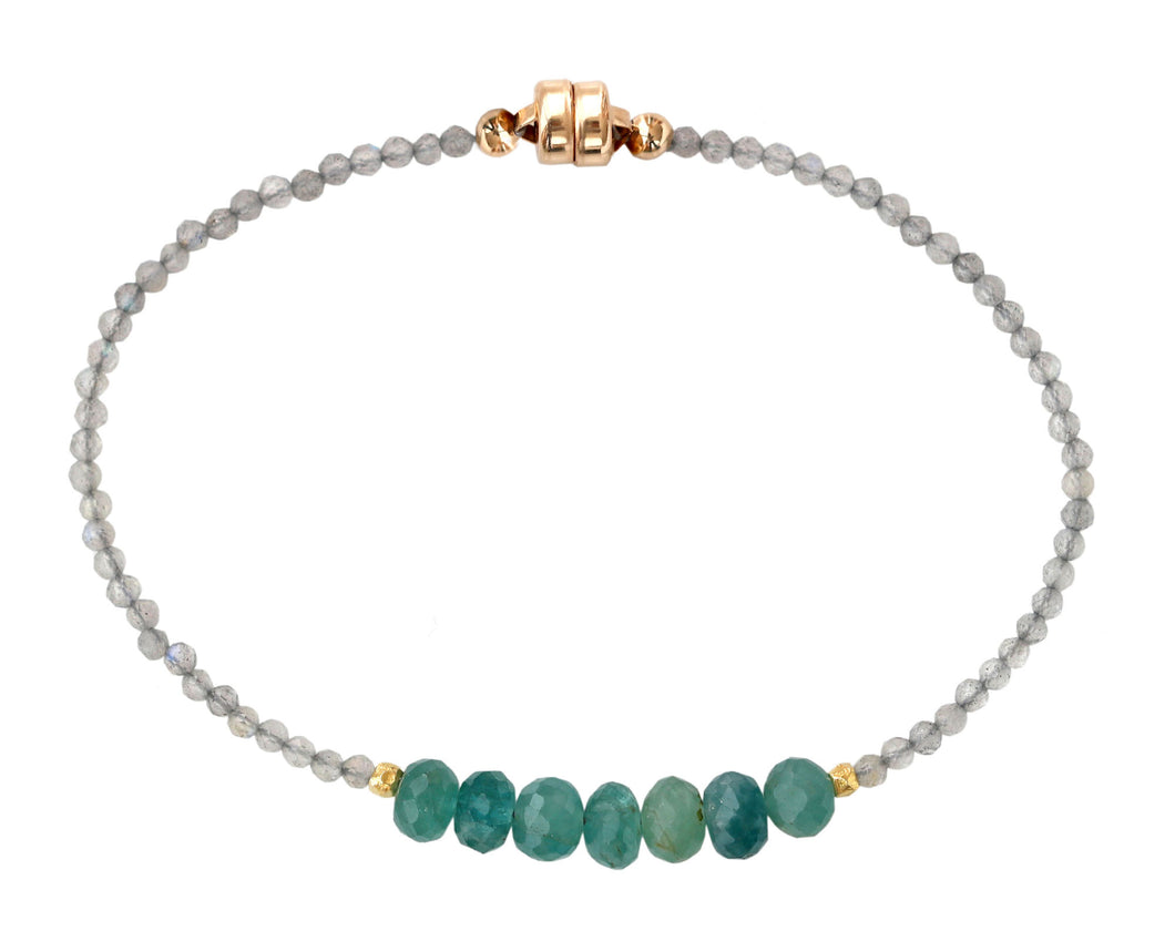 AVF Gold Beaded Labradorite & Grandidierite Rondelle Bracelet