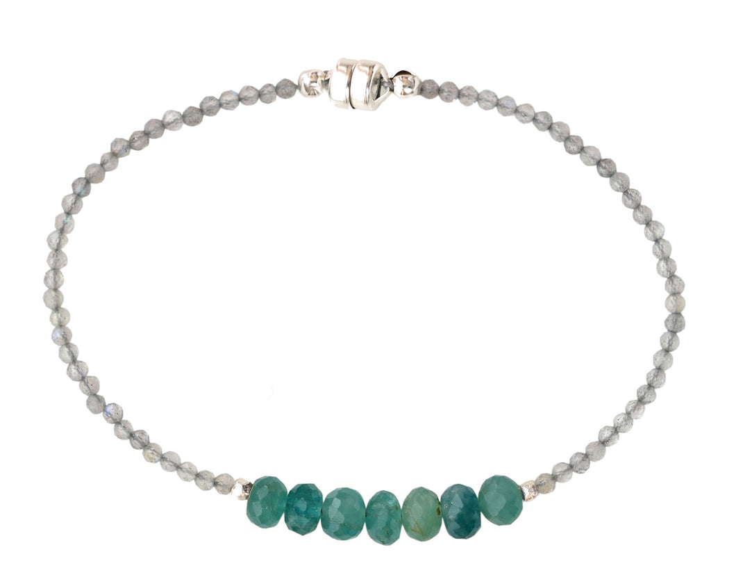 AVF Silver Beaded Labradorite & Grandidierite Rondelle Bracelet