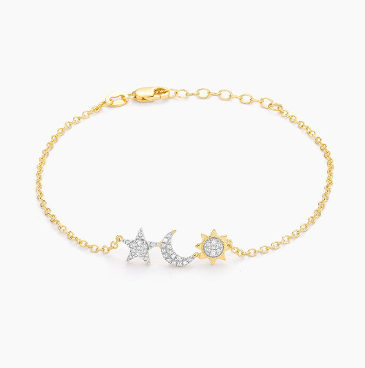 Ella Stein Gold Plated Diamond Star, Moon & Sun Bracelet (SI6583)