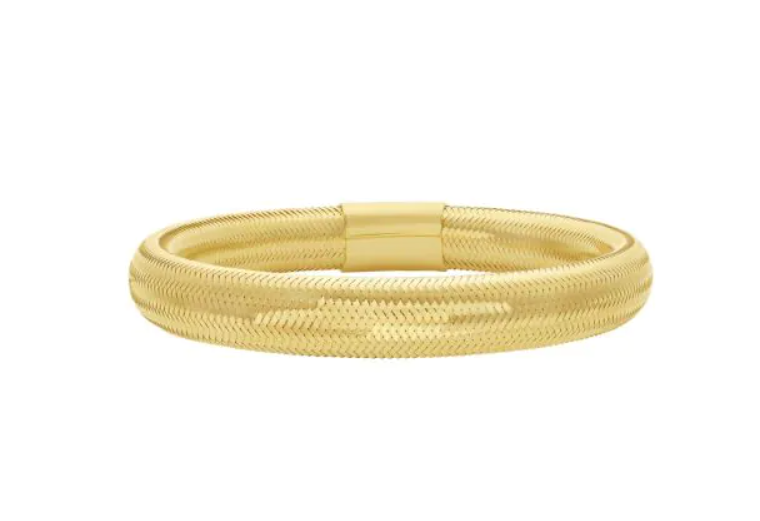 14k Yellow Gold Diamond Cut Mesh Stretchable Bracelet (I7531)