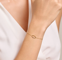 Load image into Gallery viewer, Monte Luna Sterling Silver Rhodium or Gold Plated Mini Paperclip &amp; Lab-Created Diamond Accent Bracelet
