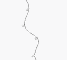 Load image into Gallery viewer, Monte Luna Sterling Silver Rhodium or Gold Plated Lab-Created Diamond Dangle Heart Bolo Bracelet
