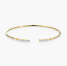 Load image into Gallery viewer, Sterling Silver Rhodium or Gold Plated Lab-Created Diamond Bars Flex Cuff Bracelet
