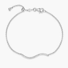 Load image into Gallery viewer, Monte Luna Sterling Silver Rhodium or Gold Plated Lab-Created Diamond Wave Bolo Bracelet
