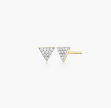 Load image into Gallery viewer, Sterling Silver Rhodium or Gold Plated Petite Lab-Created Diamond Triangle Stud Earrings
