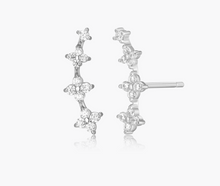 Load image into Gallery viewer, Monte Luna Sterling Silver Rhodium or Gold Plated Lab-Created Diamond Floral Climber Stud Earrings
