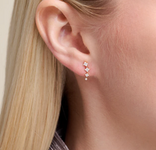 Load image into Gallery viewer, Monte Luna Sterling Silver Rhodium or Gold Plated Lab-Created Diamond Floral Climber Stud Earrings
