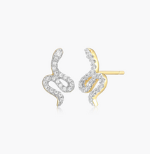 Load image into Gallery viewer, Monte Luna Sterling Silver Rhodium or Gold Plated Lab-Created Diamond Snake Stud Earrings

