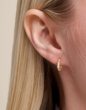 Load image into Gallery viewer, Monte Luna Sterling Silver Rhodium or Gold Plated Lab-Created Diamond Bamboo J-Hoop Earrings
