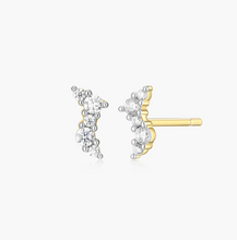 Load image into Gallery viewer, Monte Luna Sterling Silver Rhodium or Gold Plated Petite Scattered Lab-Created Diamond Stud Earrings
