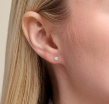 Load image into Gallery viewer, Sterling Silver Rhodium or Gold Plated Petite Lab-Created Pave Diamond Round Stud Earrings
