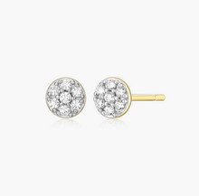 Load image into Gallery viewer, Sterling Silver Rhodium or Gold Plated Petite Lab-Created Pave Diamond Round Stud Earrings
