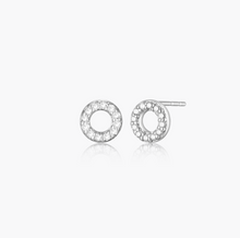 Load image into Gallery viewer, Monte Luna Sterling Silver Rhodium or Gold Plated Lab-Created Diamond Circle Stud Earrings
