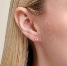 Load image into Gallery viewer, Monte Luna Sterling Silver Rhodium or Gold Plated Lab-Created Diamond Circle Stud Earrings
