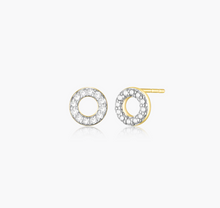 Load image into Gallery viewer, Monte Luna Sterling Silver Rhodium or Gold Plated Lab-Created Diamond Circle Stud Earrings
