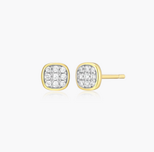 Load image into Gallery viewer, Monte Luna Sterling Silver Rhodium or Gold Plated Lab-Created Diamond Cushion Stud Earrings
