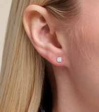 Load image into Gallery viewer, Monte Luna Sterling Silver Rhodium or Gold Plated Lab-Created Diamond Cushion Stud Earrings

