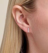 Load image into Gallery viewer, Monte Luna Sterling Silver Rhodium or Gold Plated Lab-Created Diamond Bar Stud Earrings
