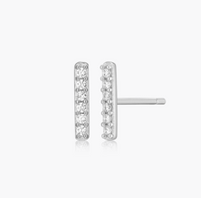 Load image into Gallery viewer, Monte Luna Sterling Silver Rhodium or Gold Plated Lab-Created Diamond Bar Stud Earrings
