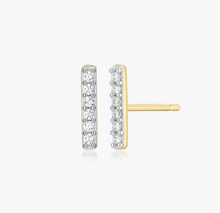 Load image into Gallery viewer, Monte Luna Sterling Silver Rhodium or Gold Plated Lab-Created Diamond Bar Stud Earrings
