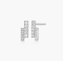 Load image into Gallery viewer, Monte Luna Sterling Silver Rhodium or Gold Plated Lab-Created Diamond Double Bar Stud Earrings
