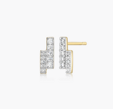 Load image into Gallery viewer, Monte Luna Sterling Silver Rhodium or Gold Plated Lab-Created Diamond Double Bar Stud Earrings
