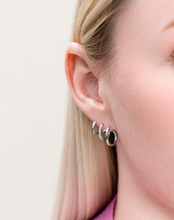 Load image into Gallery viewer, Monte Luna Sterling Silver Rhodium or Gold Plated Lab-Created Diamond Multi-Hoop Claw Earrings
