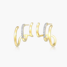 Load image into Gallery viewer, Monte Luna Sterling Silver Rhodium or Gold Plated Lab-Created Diamond Multi-Hoop Claw Earrings
